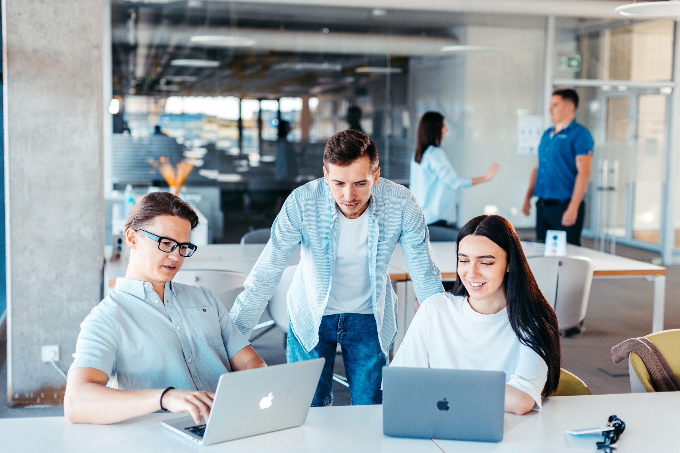 A product team reviewing application decisions together